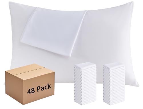 White Pillow Case Set - Microfiber Standard 20x26 Inches 48 Pack
