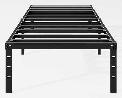 Twin Bed Frame with Under Bed Storage - 14 Inch Black Metal Bed - Hafenpo