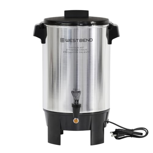 West Bend 30-Cup Coffee Urn with Automatic Temperature Control, Polished Aluminum, Easy Clean