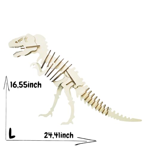 ARMLAZER Big Dinosaur 36 inch.3D Wood Puzzle Dinosaur Block DIY Home Decor Handmade Skeleton Dinosaur DIY¡¦Dinosaur Large 62cm (Large)