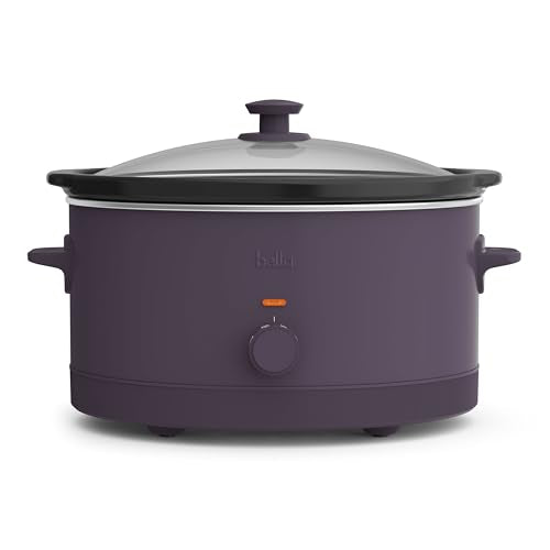 BELLA 6 Qt Manual Slow Cooker Plum - Non-Toxic Ceramic Coating, Cord Storage