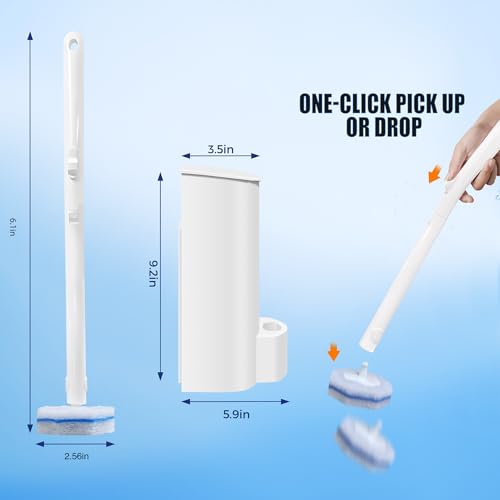 2 Pack Disposable Toilet Brush with 60 Refills, Wall Mount & Holder Kit, Bathroom Cleaning Supplies
