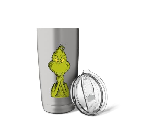 Dr. Seuss Grinch Stainless Steel Insulated Tumbler 20oz Brushed Steel - Sly Grinch Christmas Gift