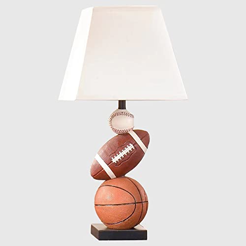 HERBESTBAY Kids Table Lamp, 14 Inch Football, Basketball & Baseball