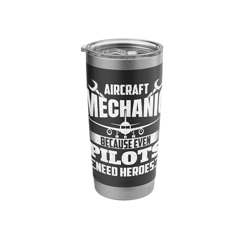 Aircraft Mechanic Tumbler 20oz Insulated Stainless Steel Airplane Maintenance Gift - Black