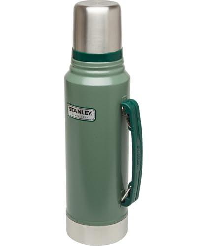 Stanley Vacuum Bottle 1.1 Quart - Wide Mouth Insulated Thermal Flask - Hammertone Green - Leakproof Cup Lid, Keep Drinks Hot or Cold