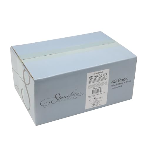 White Votive Candles Pack of 48 - Unscented Long-Lasting Glass Candles