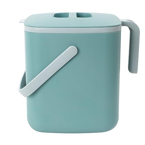 Kitchen Compost Bin 1.32 Gal / 5L with Lid & Handles - Green, Modern Design