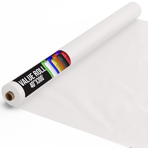White Plastic Table Cover Roll - 40 x 300 Feet Disposable Banquet Tablecloth - Basic Variation