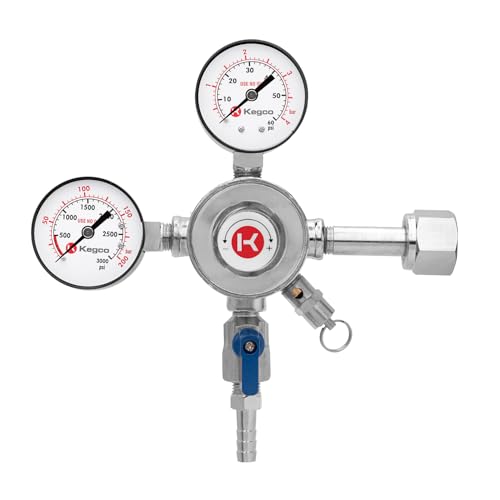 Pack of 1 Dual Gauge CO2 Draft Beer Regulator - Chrome, Kegco KC LH-542