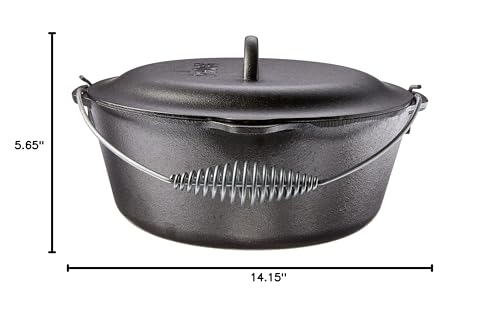 7 Quart Pre-Seasoned Cast Iron Dutch Oven with Bail Handle - Outdoor & Kitchen Cooking