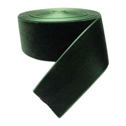 Chenkou Craft 5 Yards 1 1/2" Dark Green Velvet Ribbon Lots Bulk Christmas Decoration,Gift Packing (Dark Green, 1 1/2"(40mm))