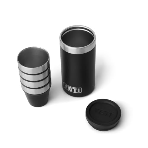 YETI Shot Glasses with Carrying Case - Set of 4, Black Stainless Steel