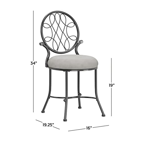 Hillsdale O'Malley Vanity Stool with Spiral Pattern & Metallic Gray Fabric