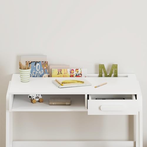 UTEX Wooden Kids Desk and Chair Set with Open Storage & 1 Drawer