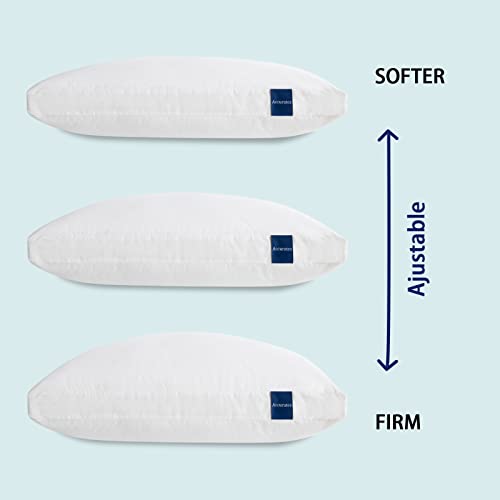 White King Size Adjustable Hybrid Pillow Set of 2 - Memory Foam & Down Alternative