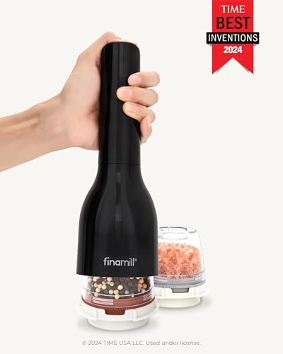 FinaMill Classic Midnight Black Battery Spice Grinder & Salt Pepper Gift Set