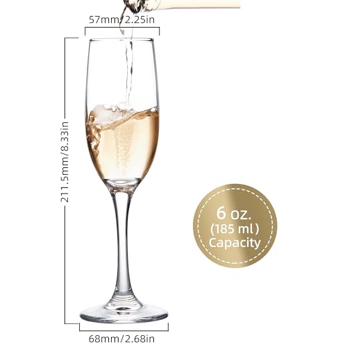 UMEIED Champagne Glasses Set of 12 - Clear Long Stem Flutes for Weddings & Celebrations