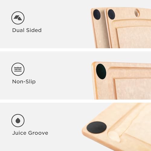 Epicurean 17.5x13 Inch All-In-One Cutting Board with Non-Slip Feet & Juice Groove, Natural/Black