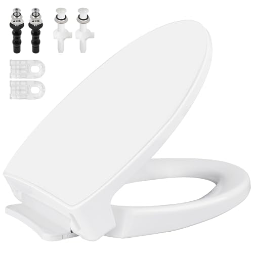 Heavy Duty Elongated Toilet Seat with Soft Close Hinges - Compatible with TOTO