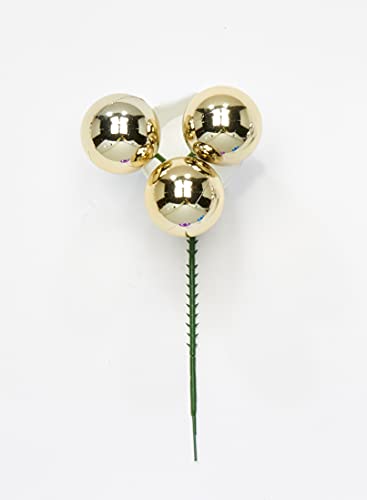 Worth Imports 40mm Gold Christmas Plastic Ball Picks Set of 12