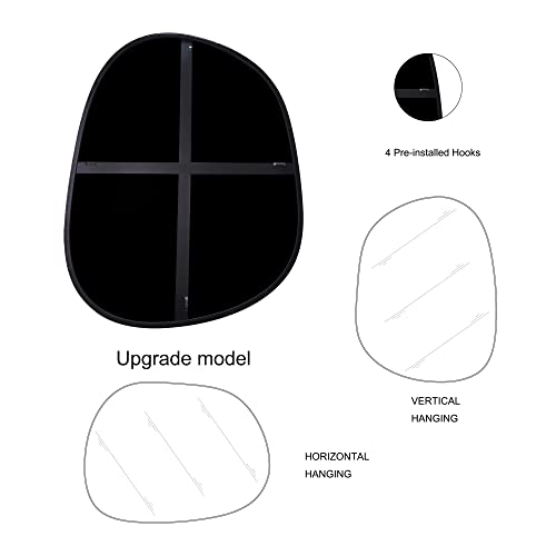 ELEHUME 21x27 Inch Mat Black Asymmetrical Wall Mirror - Modern Framed Decor