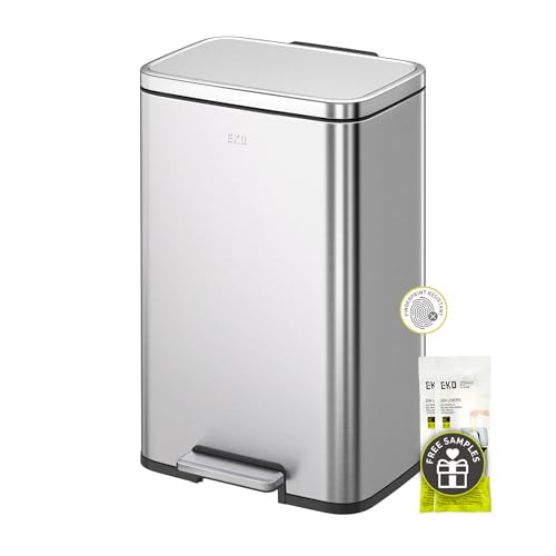 Dual Compartment Stainless Steel Trash Can with Soft-Close Lid - 25L+20L, Fingerprint-Resistant