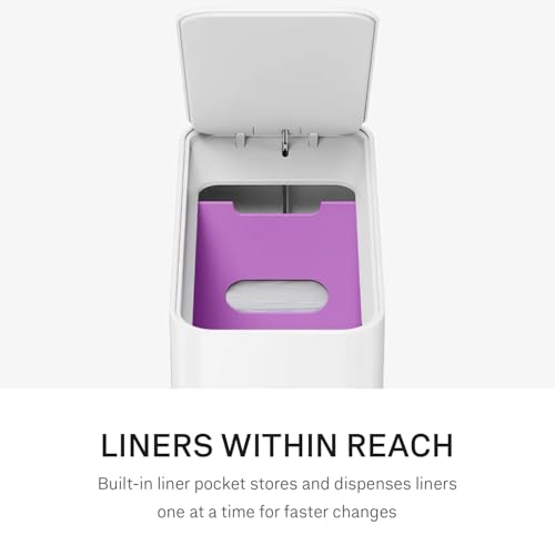 simplehuman 9L Slim Step Trash Can White Steel Bathroom Bin with Lid Shox