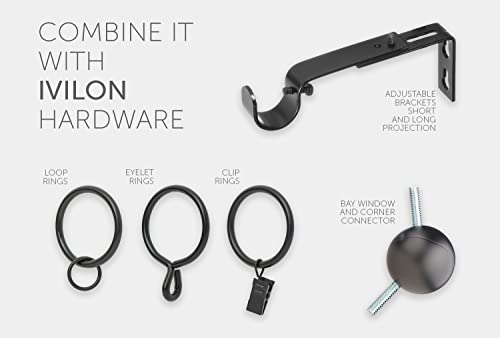 Ivilon Extendable Curtain Rod for Windows 120-240 Inch Black 1-Inch Diameter