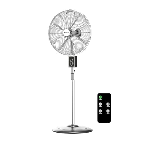 16-Inch Digital Oscillating Metal Stand Fan with Remote Control - 3 Speed Settings, Adjustable Height