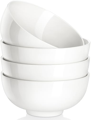 MALACASA 26 Oz White Ceramic Soup & Cereal Bowls Set of 4 – Kitchen Dinnerware
