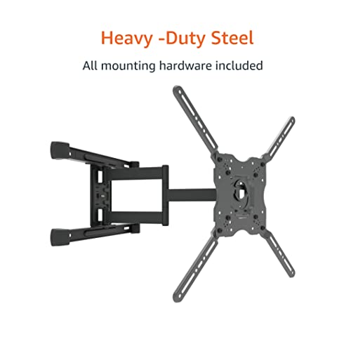 Amazon Basics Full Motion Articulating TV Wall Mount for 32-86 Inch Screens, Horizontal Post Leveling, Black