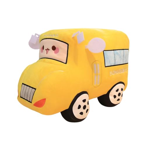 Car Plush Toy Soft Stuffed Car Plush Pillow Toy CuteTractor Cartoon Throw Pillow Plushie Gifts for Kids Birthday Christmas Party (School Bus)