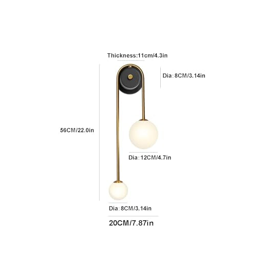 Modern Wall Sconce Set of 2 Mid Century Black Gold Lamp with Milk