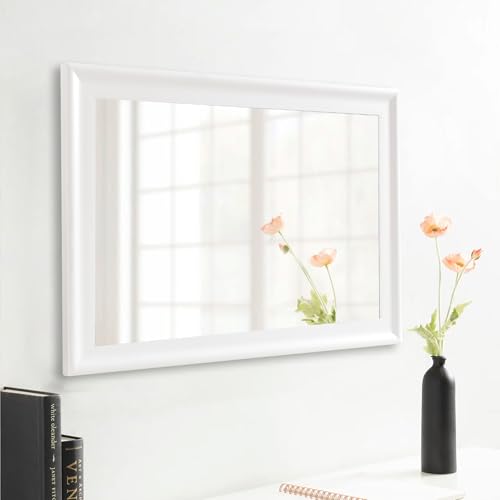 36'' x 24'' White Wall Mirror for Bathroom Rustic Rectangle Vanity Mirror