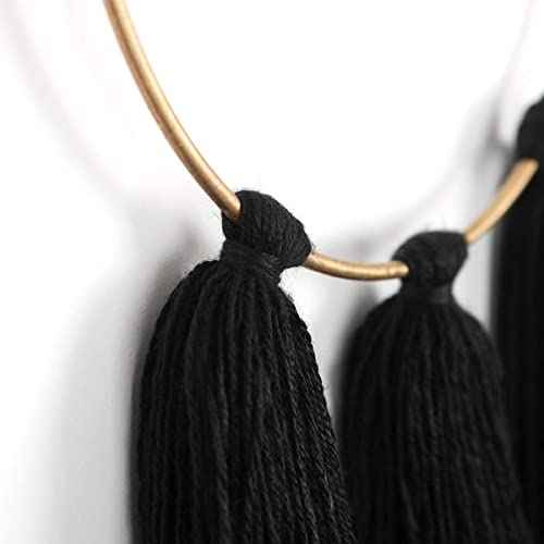 IOWER Boho Wall Decor Black Macrame Wall Hanging Metal Art Cute Home Small Decor for Livingroom Bedroom12 H