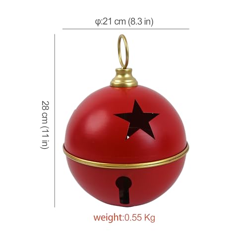 Z&Z Ornamentorum 1pc Red Giant Christmas Bell Decor 8.3x8.3x11in Rustic Handmade