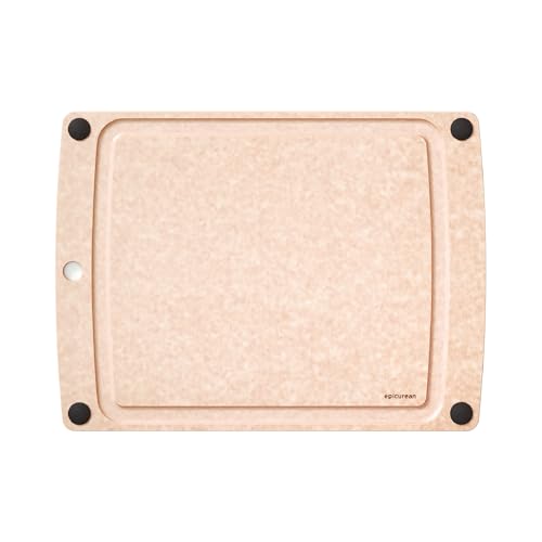 Epicurean 17.5x13 Inch All-In-One Cutting Board with Non-Slip Feet & Juice Groove, Natural/Black
