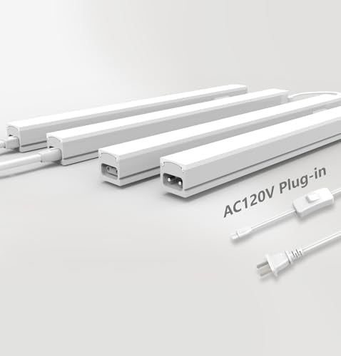 White 4 Pack Under Cabinet LED Lights - 16 Inch Linkable, 3 CCT, Plug-in