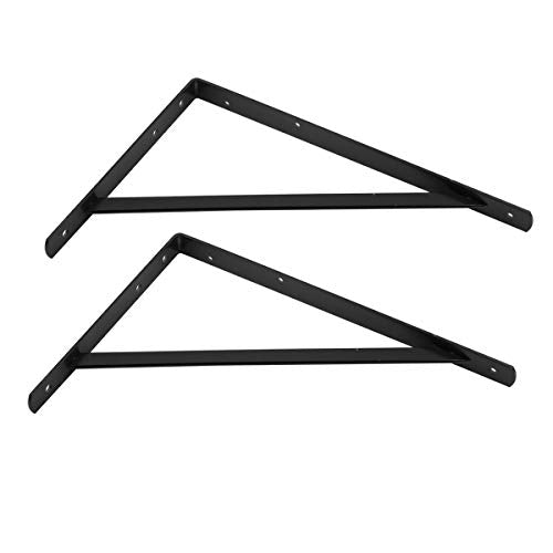 Heavy Duty Metal Shelf Brackets 20 x 13 Inches Black Steel Wall Mounts