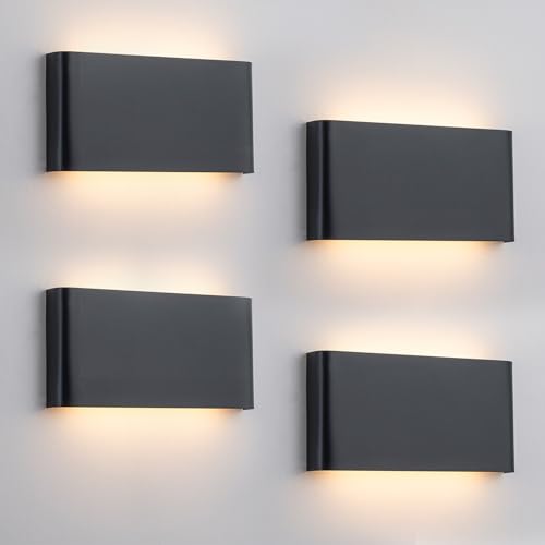 Black 4 Pack Modern 15W LED Wall Sconces with Up Down Lights, 11.02in