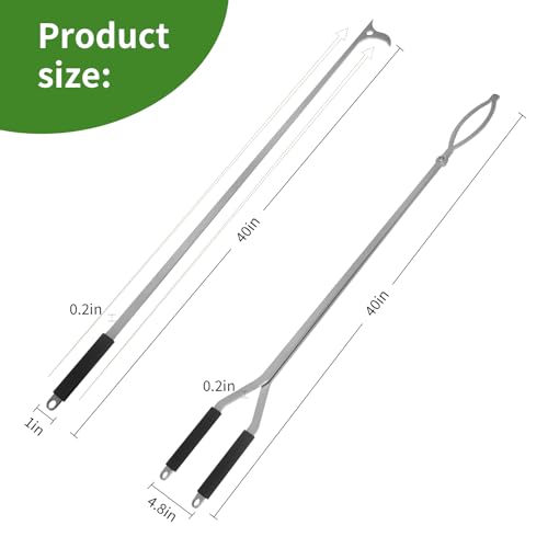 40-Inch Stainless Steel Fire Tongs Set - Heavy Duty Fireplace & Fire Pit Tool - Variation of 40