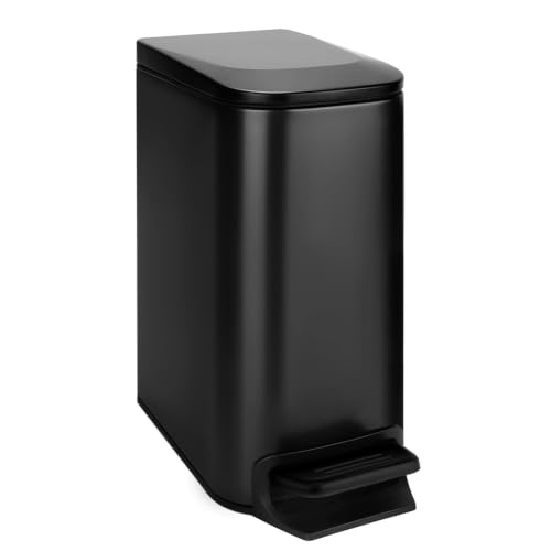 TIPGO Small Bathroom Trash Can with Lid Soft Close, 1.6 Gal, Matte