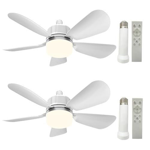 New White 2Pack Ceiling Fan Light Kit with Remote, Dimmable 3 Color Modes 3000K-6500K