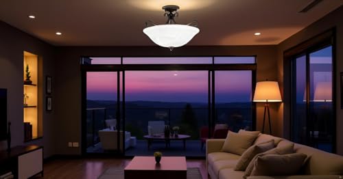 Alabaster Glass Shade for Flush Mount & Semi-Flush Mount - 11.5W x 4H, Variation: Alabaster