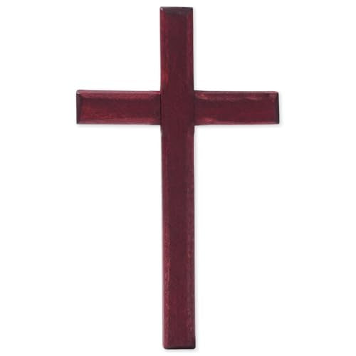 Christian Wooden Cross Wall Decoration Hand Held Prayer Crosses Palm Sized Christian Gift 4.7 inch, with Velvet Bag