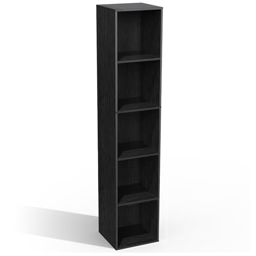 Black 5-Cube Storage Organizer Narrow Open Shelving Bookcase