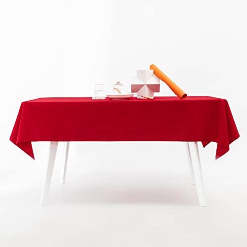 60x102 inch Red Rectangular Tablecloth - 210 GSM Polyester, Waterproof & Wrinkle-Resistant for Parties