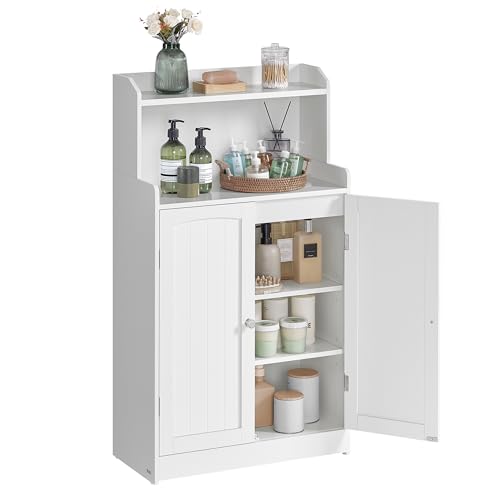 VASAGLE Tall Bathroom Storage Cabinet - Floor Cabinet with 2 Doors, 23.6W, Cloud White