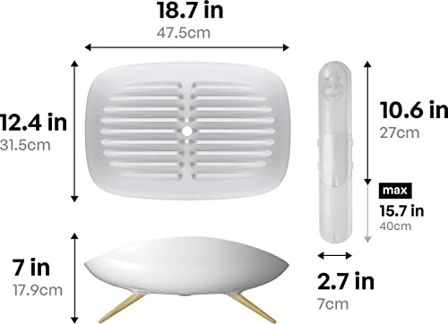 carrotez Self-Draining Dish Drying Rack, White - Wide